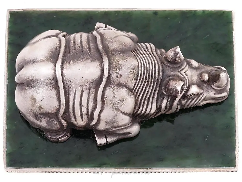 Russian silver figurine of a pig with ruby eyes — photo 6