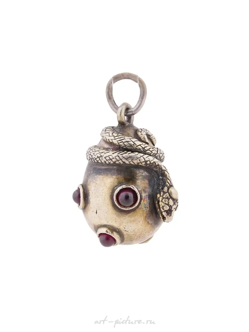 RUSSIAN 88 SILVER RUBY FIGURAL SNAKE EGG PENDANT — photo 2