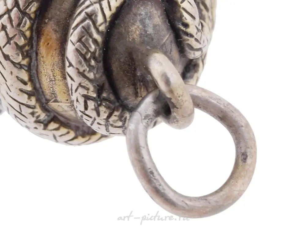 RUSSIAN 88 SILVER RUBY FIGURAL SNAKE EGG PENDANT — photo 8