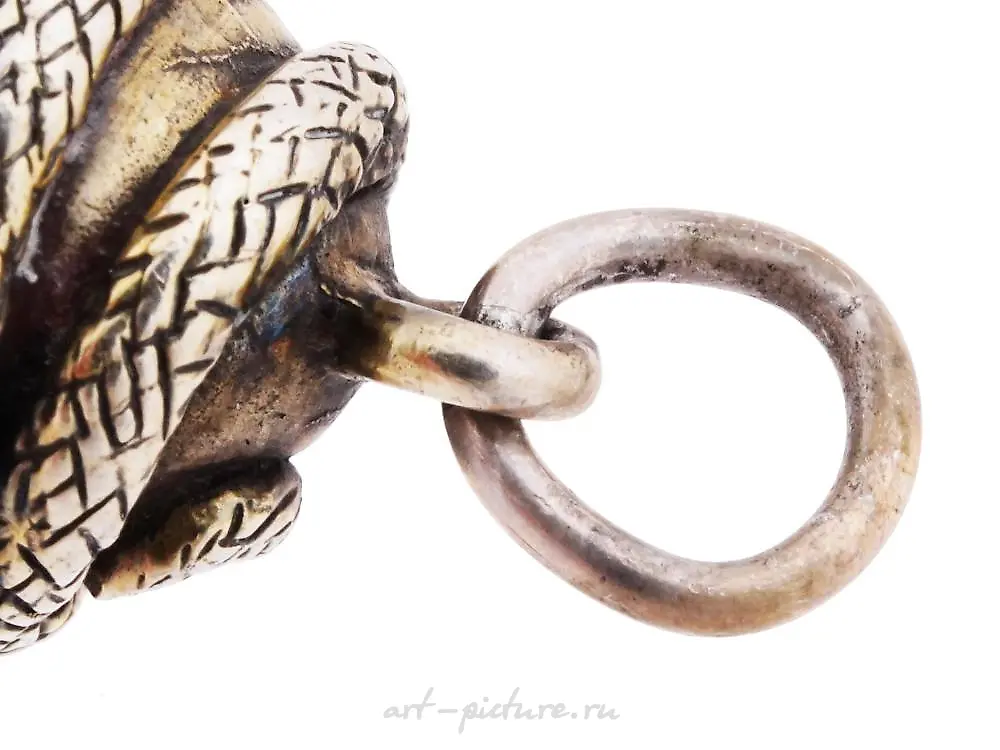 RUSSIAN 88 SILVER RUBY FIGURAL SNAKE EGG PENDANT — photo 9