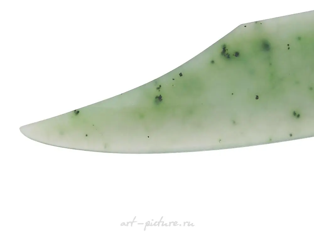 RUSSIAN SILVER JADE DIAMONDS LETTER OPENER KNIFE — photo 10