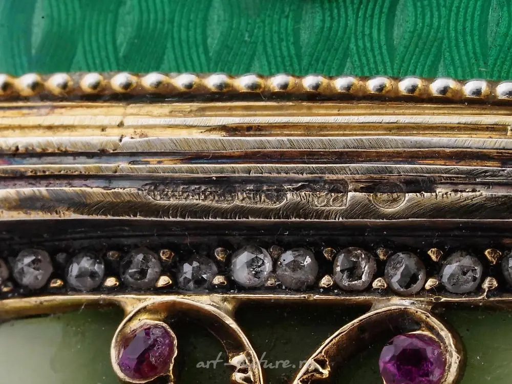 RUSSIAN SILVER JADE DIAMONDS LETTER OPENER KNIFE — photo 9