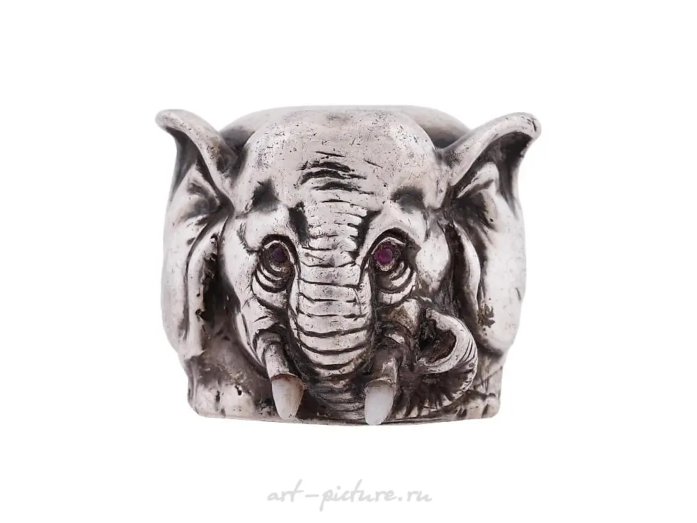 SILVER PLATED BRASS STIRRUP CUP WITH RABBIT HEAD — photo 3