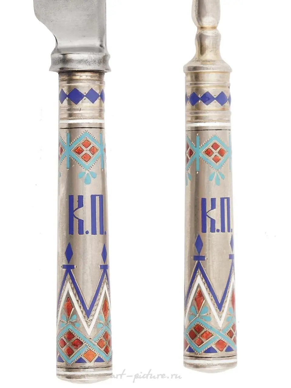 RUSSIAN SILVER CHAMPLEVE ENAMEL EGOIST SET 1875 — photo 4