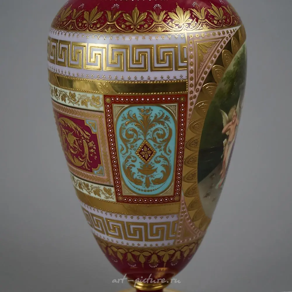 Старинная австрийская фарфоровая урна Royal Vienna, около 1890 года — фото 5
