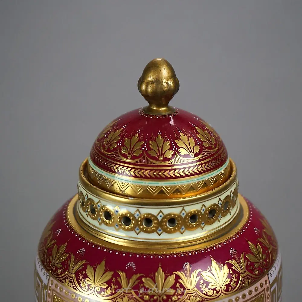 Старинная австрийская фарфоровая урна Royal Vienna, около 1890 года — фото 8