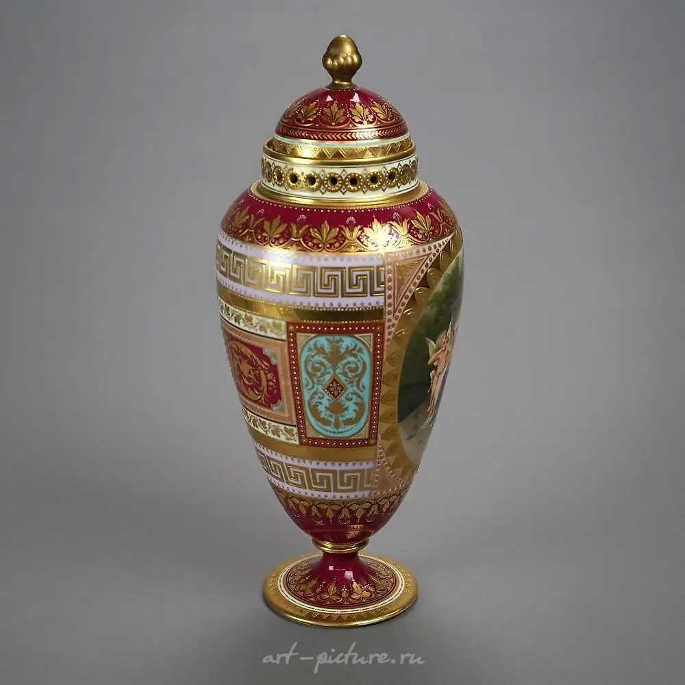 Старинная австрийская фарфоровая урна Royal Vienna, около 1890 года — фото 4