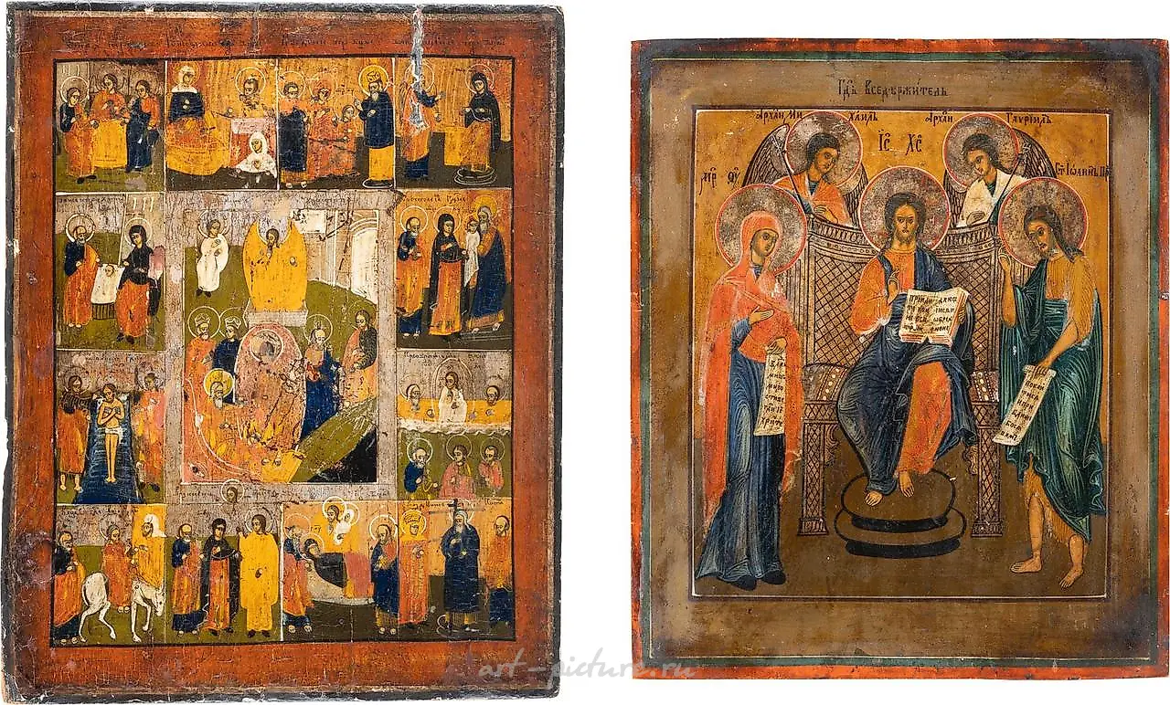 Две иконы: Расширенная Деисус и икона праздника Русская, 19 век