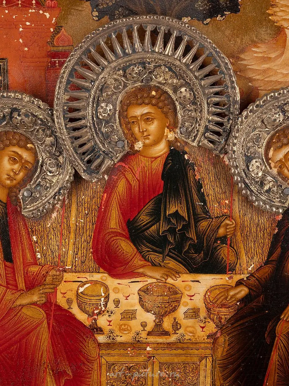 A VERY FINE ICON SHOWING THE OLD TESTAMENT TRINITY WITH A S — photo 3