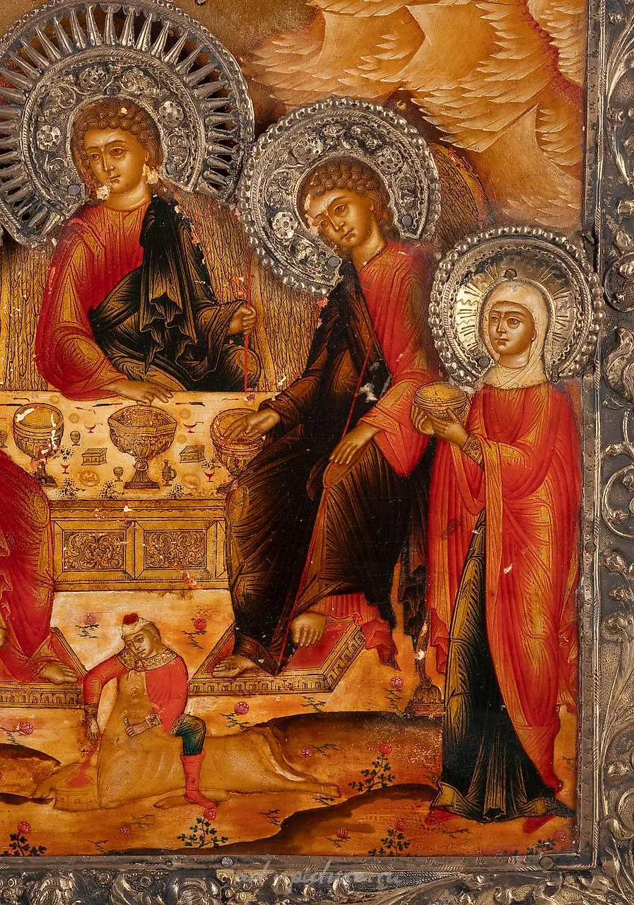 A VERY FINE ICON SHOWING THE OLD TESTAMENT TRINITY WITH A S — photo 5