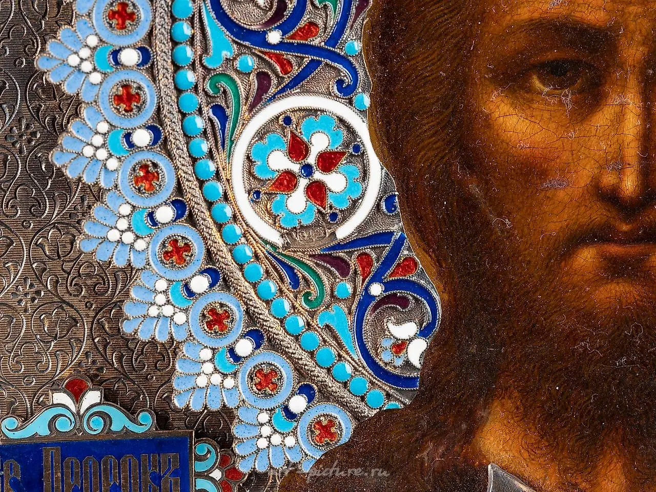 Икона святого Иоанна Предтечи с серебряно-золоченым оформлением — фото 4