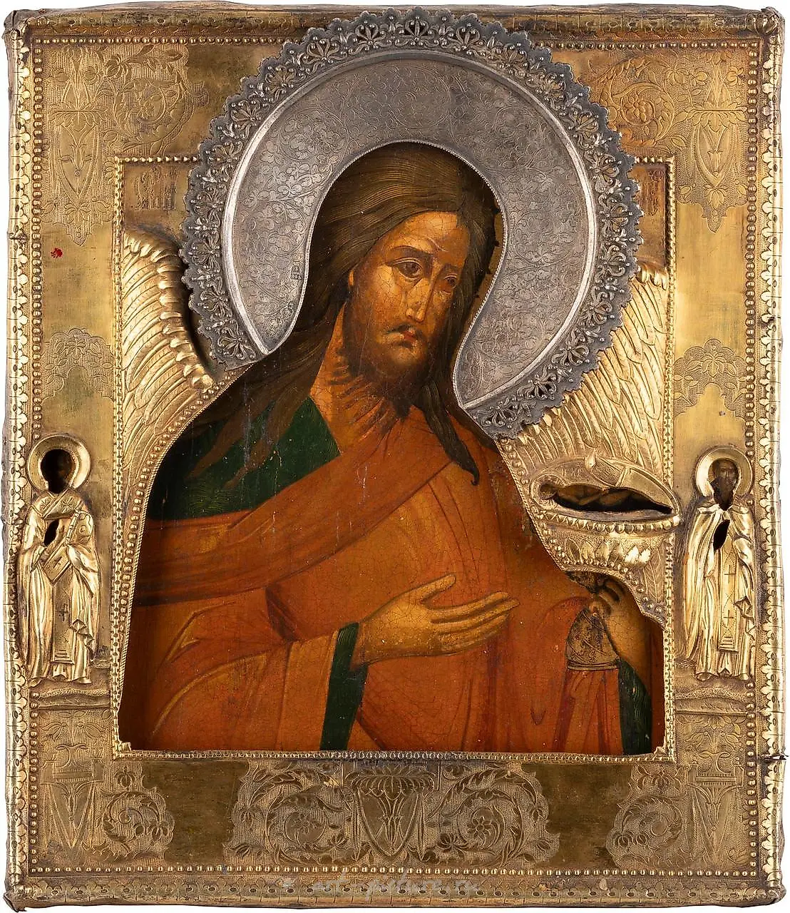 AN ICON SHOWING ST. JOHN THE FORERUNNER FROM A DEISIS WITH