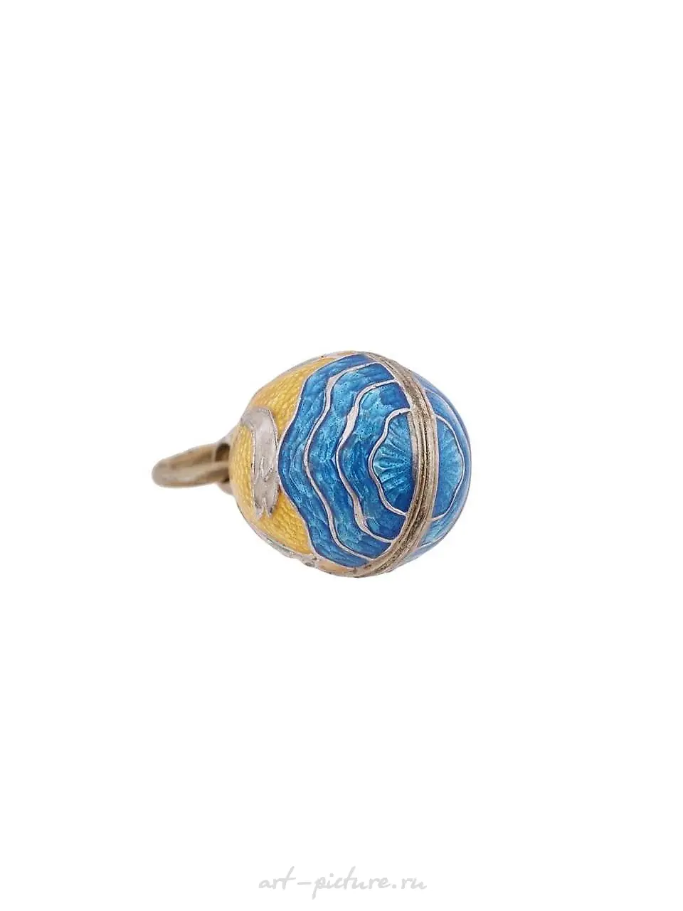 RUSSIAN 88 GILT SILVER GUILLOCHE ENAMEL EGG PENDANT — photo 3