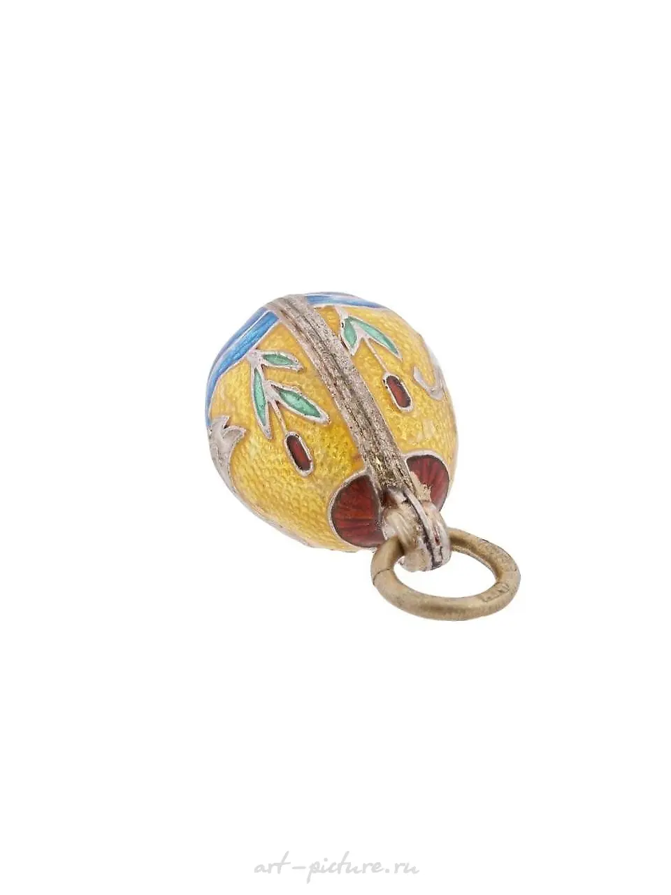 RUSSIAN 88 GILT SILVER GUILLOCHE ENAMEL EGG PENDANT — photo 5