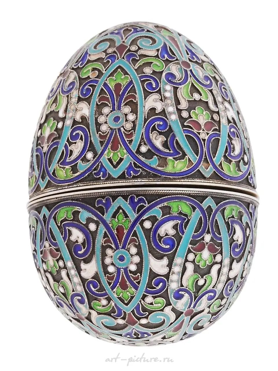 RUSSIAN 84 GILT SILVER ENAMEL EASTER EGG BOX — photo 4