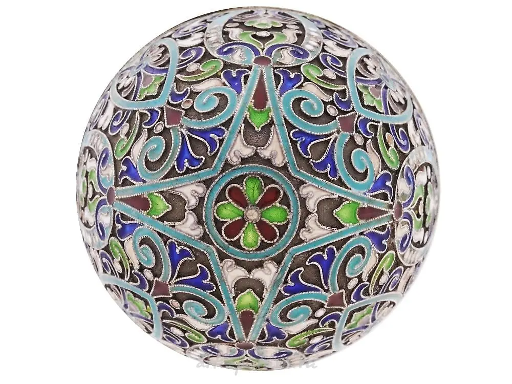RUSSIAN 84 GILT SILVER ENAMEL EASTER EGG BOX — photo 2
