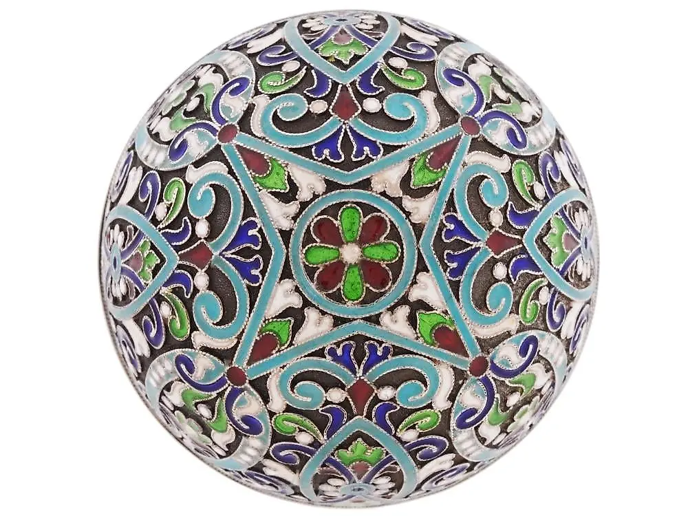 RUSSIAN 84 GILT SILVER ENAMEL EASTER EGG BOX — photo 8