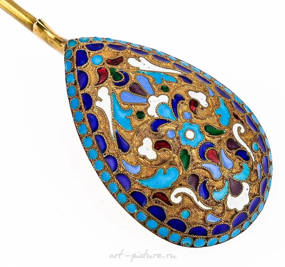 Russian Silver & Enamel Spoon — photo 3
