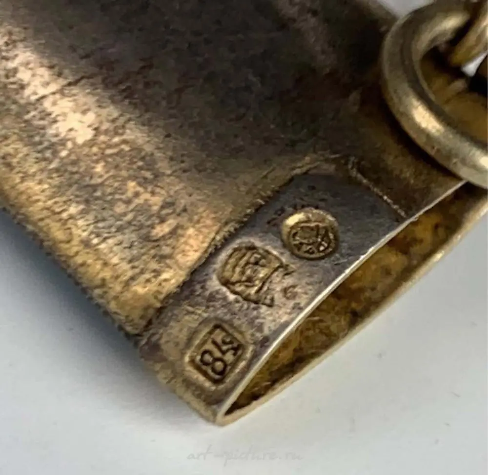 19th century Russian enamel 84 silver dagger pin — photo 2
