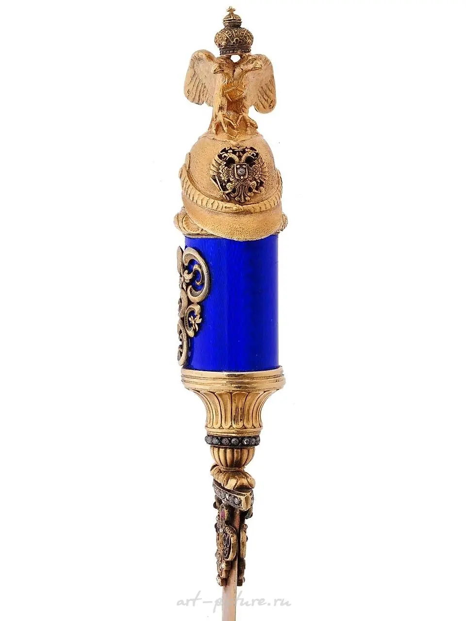 RUSSIAN GILT SILVER GEMSTONE LETTER OPENER KNIFE — photo 5