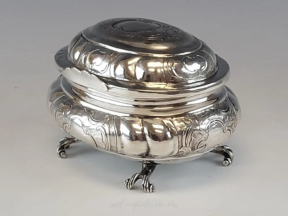 Редкий антикварный русский серебряный ящик 18 века, 1766 год