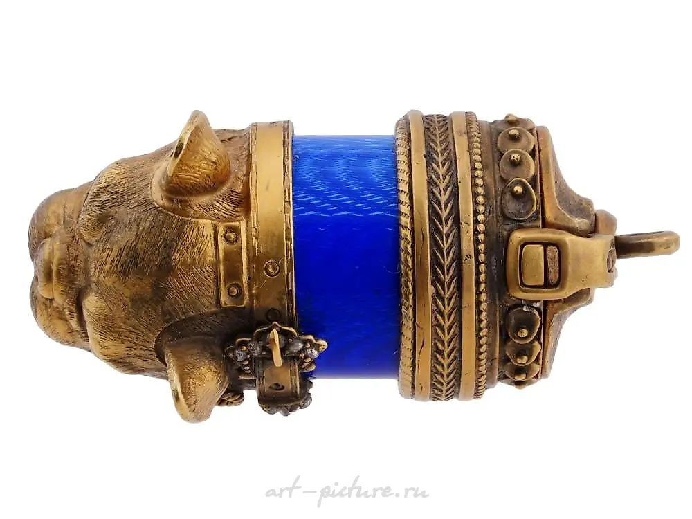 RUSSIAN GILT SILVER ENAMEL RUBY DIAMONDS PILL BOX — photo 2