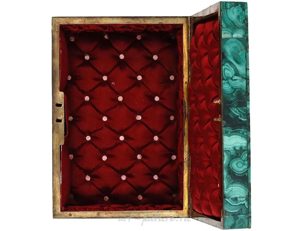 ANTIQUE RUSSIAN FIGURAL GILT BRONZE MALACHITE BOX — photo 3
