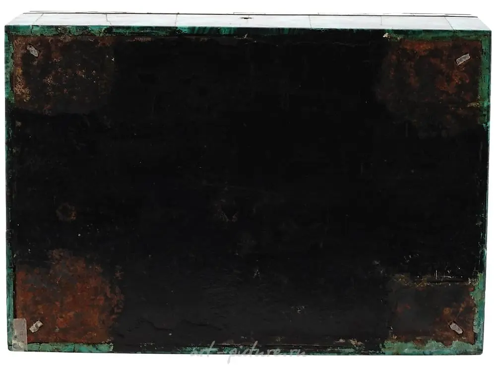 ANTIQUE RUSSIAN FIGURAL GILT BRONZE MALACHITE BOX — photo 5