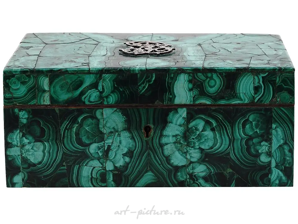 ANTIQUE RUSSIAN FIGURAL GILT BRONZE MALACHITE BOX — photo 6