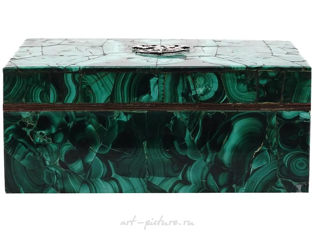 ANTIQUE RUSSIAN FIGURAL GILT BRONZE MALACHITE BOX — photo 9