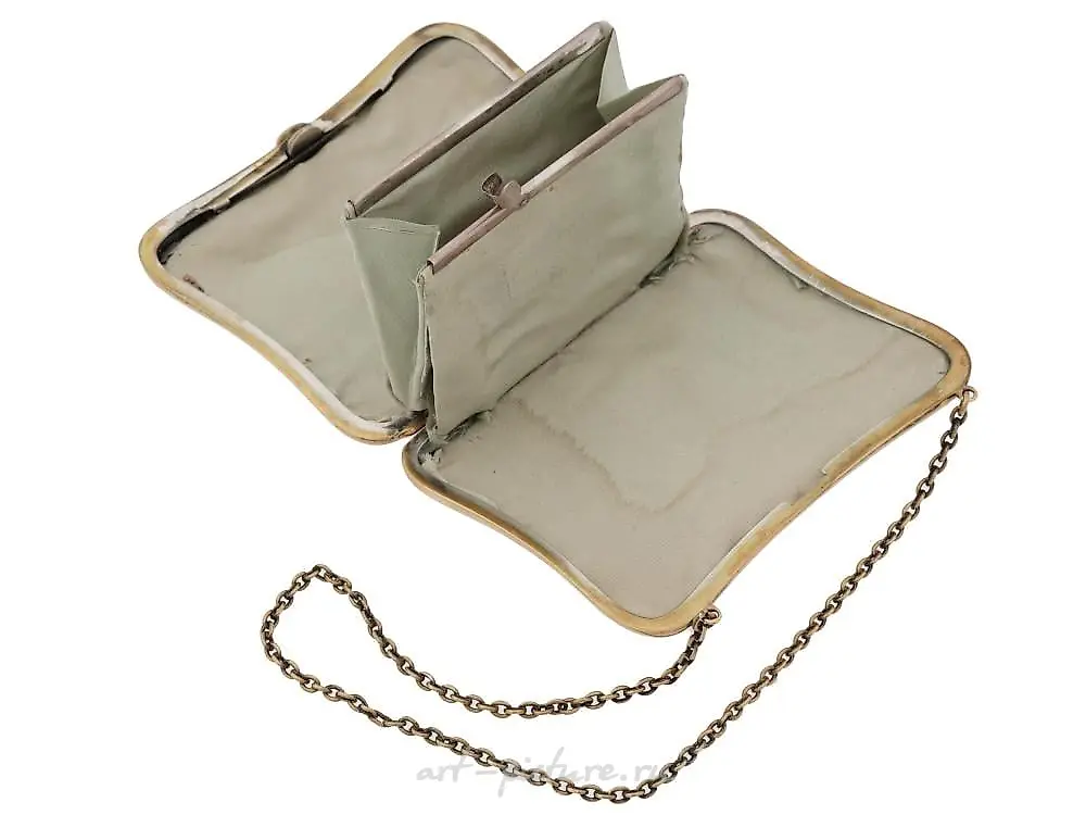 RUSSIAN SILVER AND CAMEO AGATE DIAMONDS COIN PURSE — photo 2