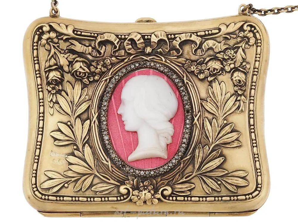 RUSSIAN SILVER AND CAMEO AGATE DIAMONDS COIN PURSE — photo 6