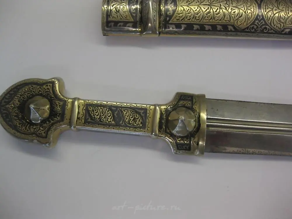 Russian Nielloed silver Caucasian 36 cm- dagger Urtaev with ... — photo 2