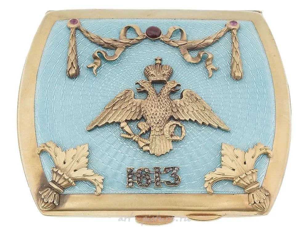 RUSSIAN GILT SILVER ENAMEL DIAMOND CIGARETTE CASE — photo 4