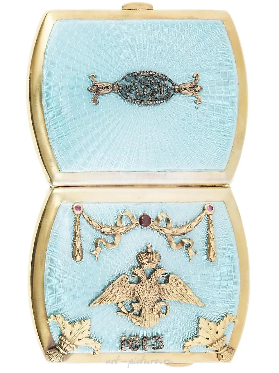 RUSSIAN GILT SILVER ENAMEL DIAMOND CIGARETTE CASE — photo 6