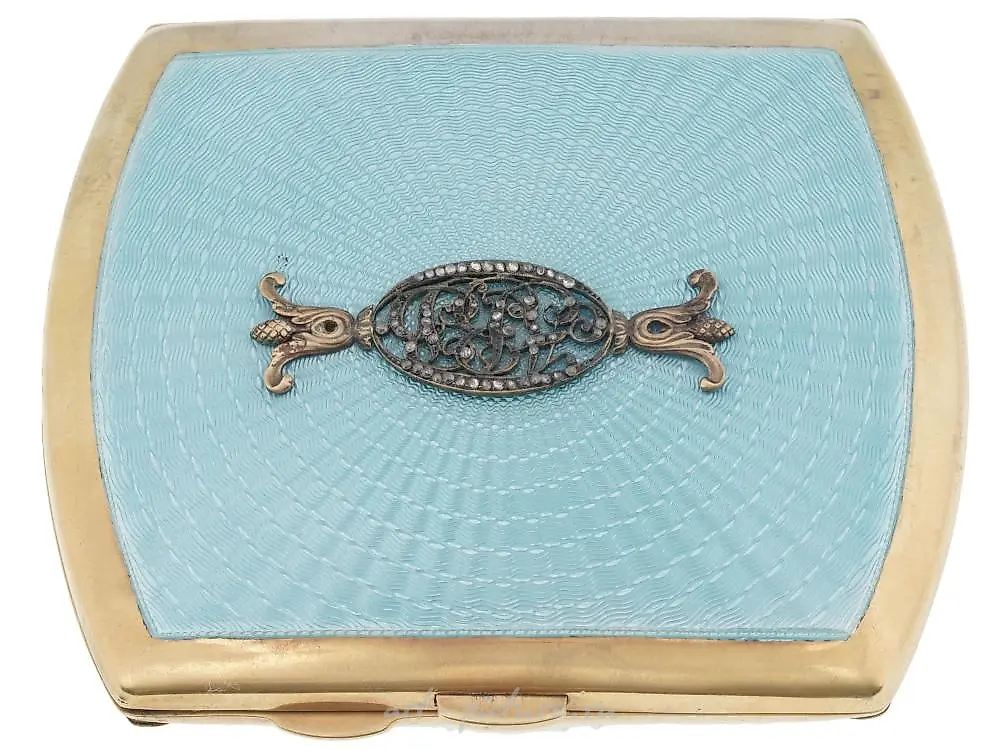 RUSSIAN GILT SILVER ENAMEL DIAMOND CIGARETTE CASE — photo 9
