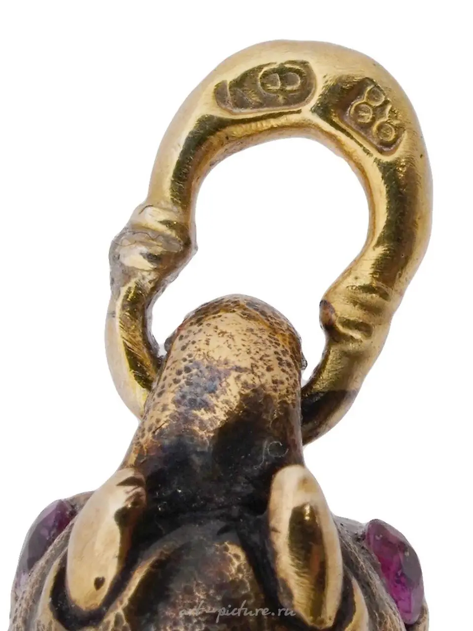 RUSSIAN GILT SILVER GEMSTONE ELEPHANT EGG PENDANT — photo 3