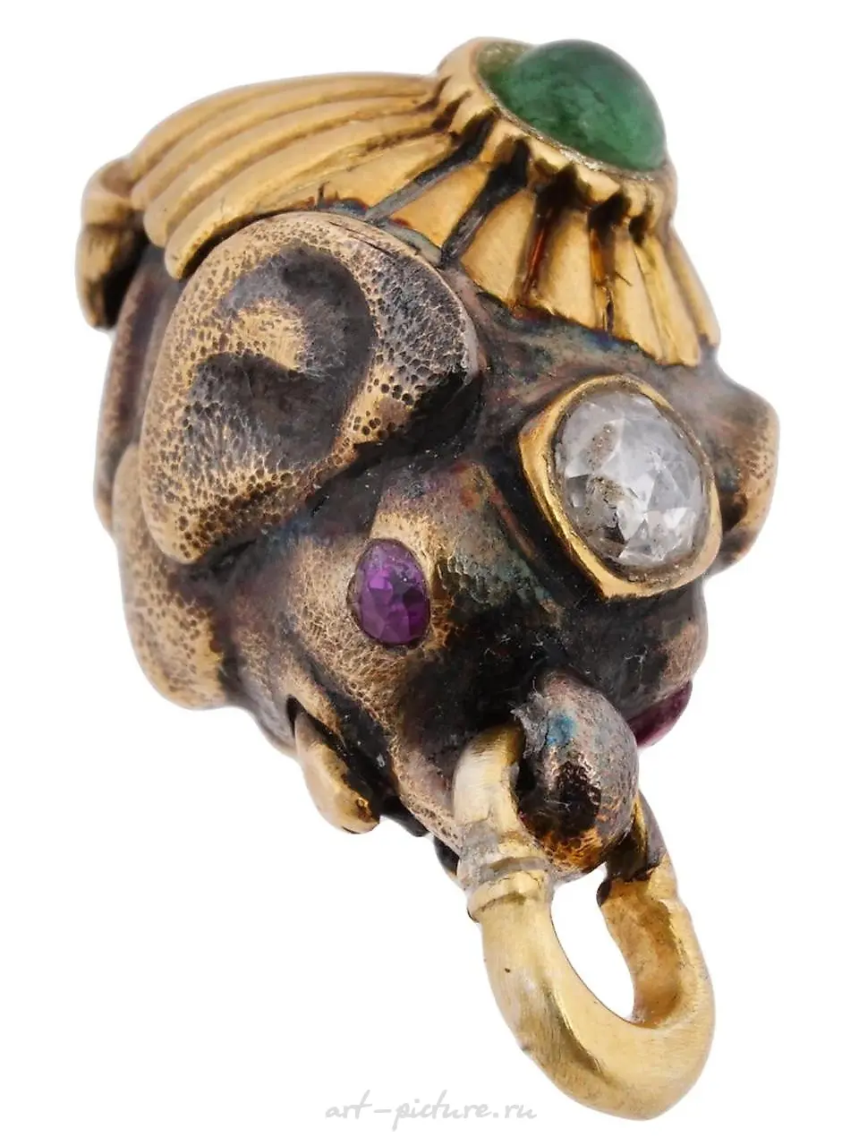 RUSSIAN GILT SILVER GEMSTONE ELEPHANT EGG PENDANT — photo 5