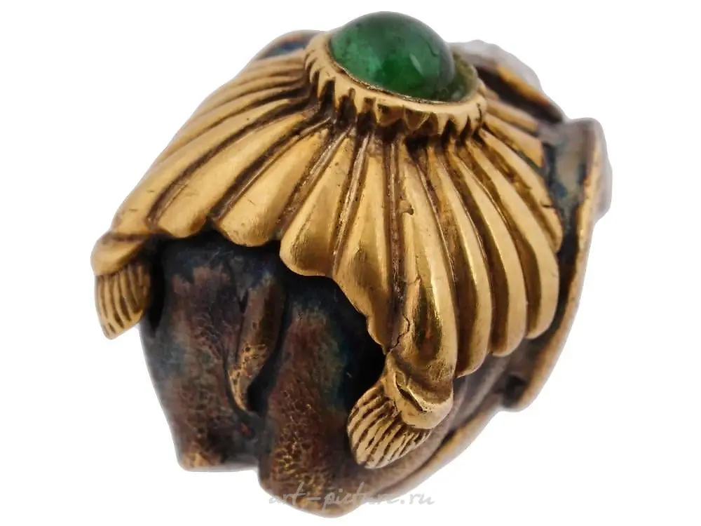 RUSSIAN GILT SILVER GEMSTONE ELEPHANT EGG PENDANT — photo 6