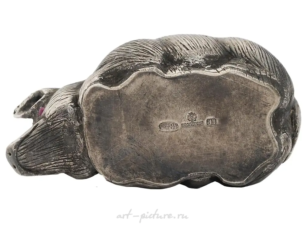 RUSSIAN SILVER FIGURE OF A PIG WITH RUBY EYES — photo 3