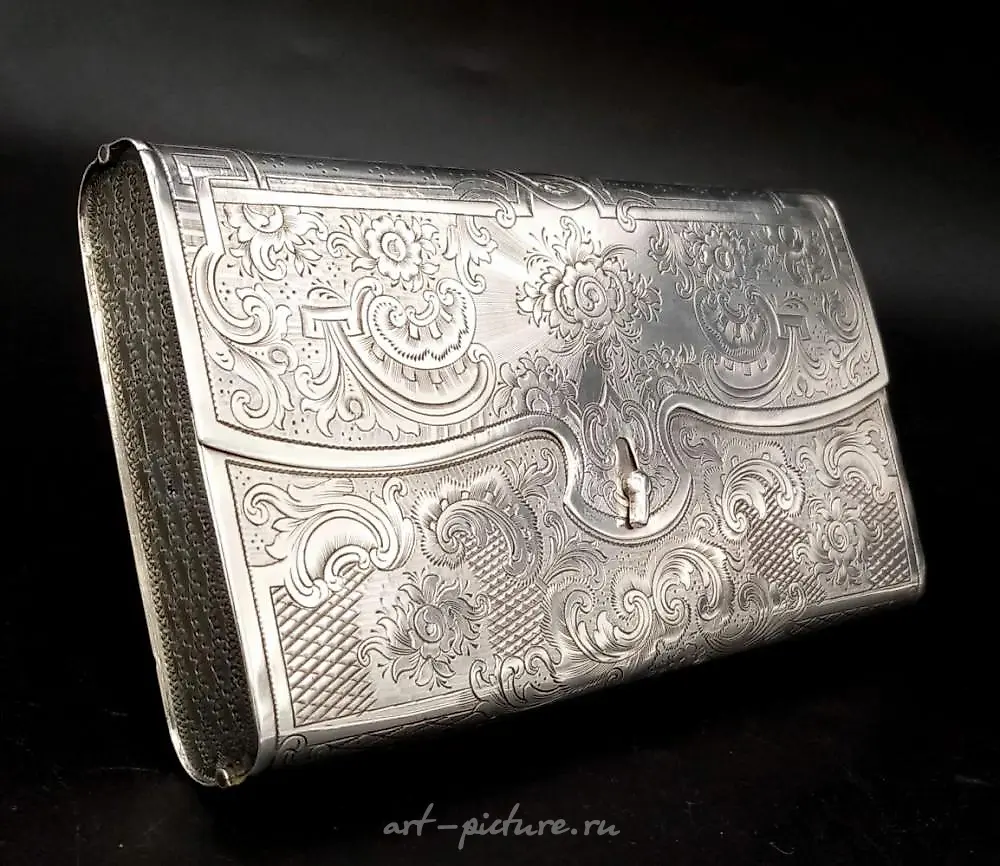 A Russian silver cheroot case, Andrey Kovalsky, Moscow 1855.