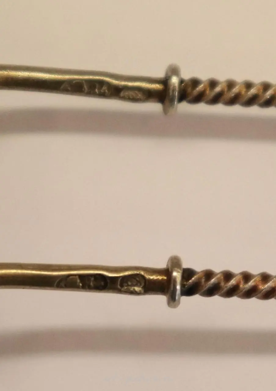 Karl Faberge pair of silver gilded tea spoons with unique tr... — photo 2