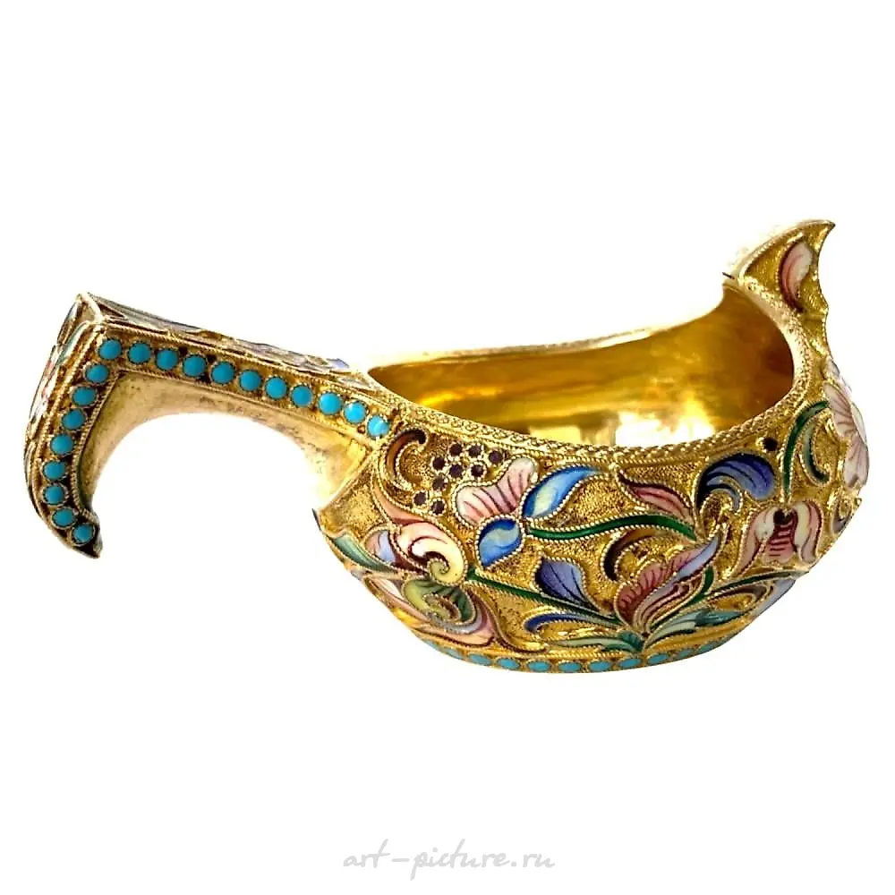 Russian Imperial Enamel 84 Kovsh — photo 4