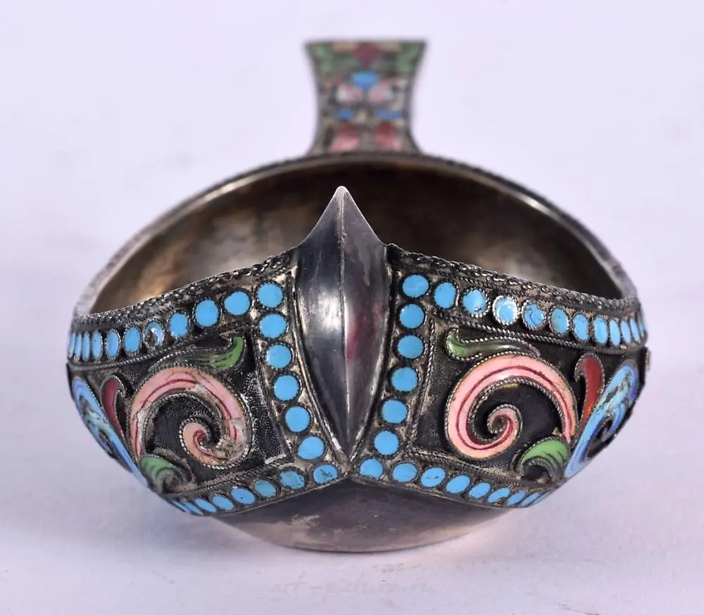 A late 19th century Russian 84 Zolotnik silver and cloisonne... — photo 3