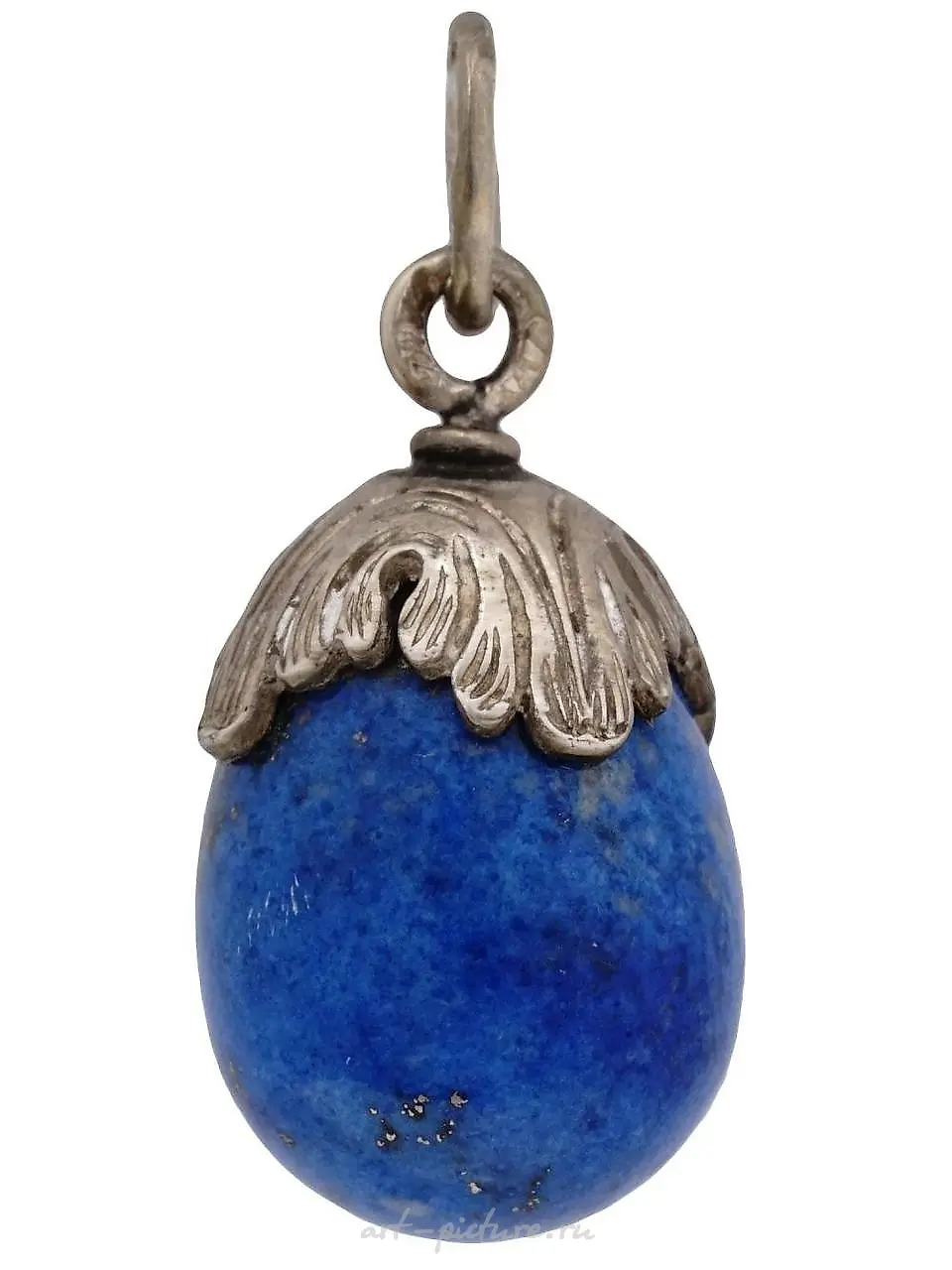IMPERIAL RUSSIAN SILVER LAPIS LAZULI EGG PENDANT