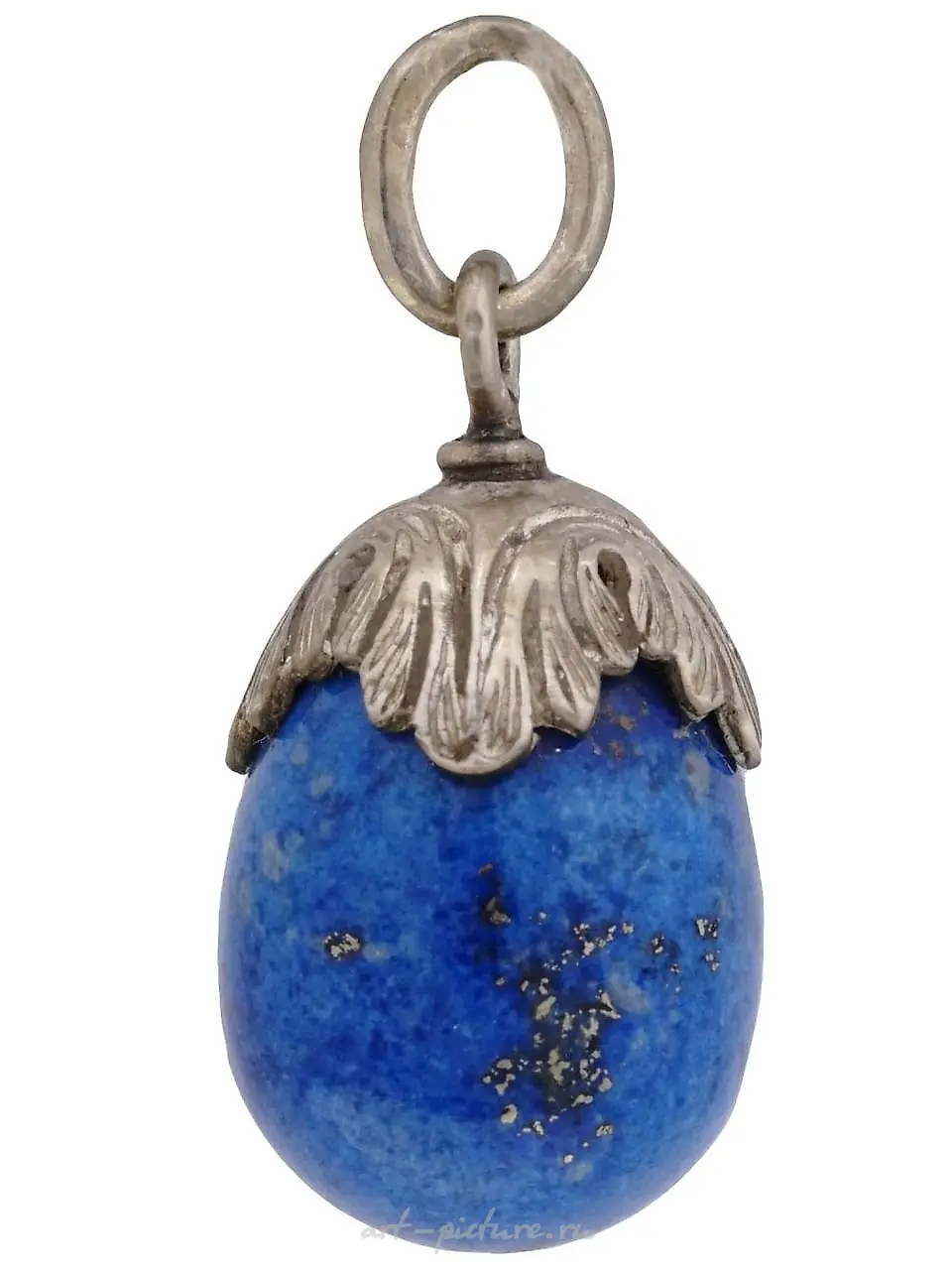 IMPERIAL RUSSIAN SILVER LAPIS LAZULI EGG PENDANT — photo 2