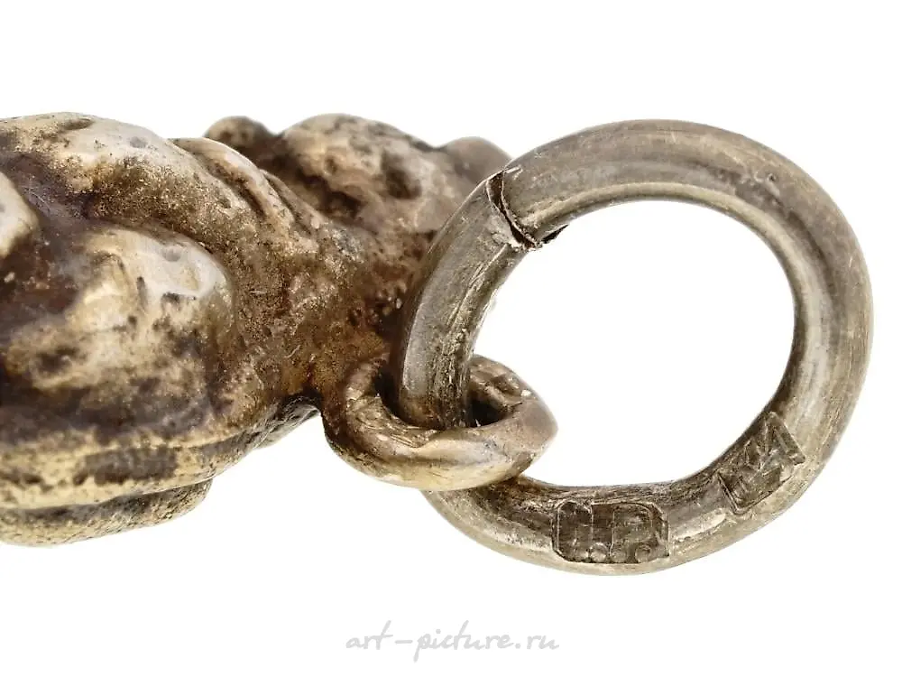 IMPERIAL RUSSIAN SILVER JADE ELEPHANT EGG PENDANT — photo 3