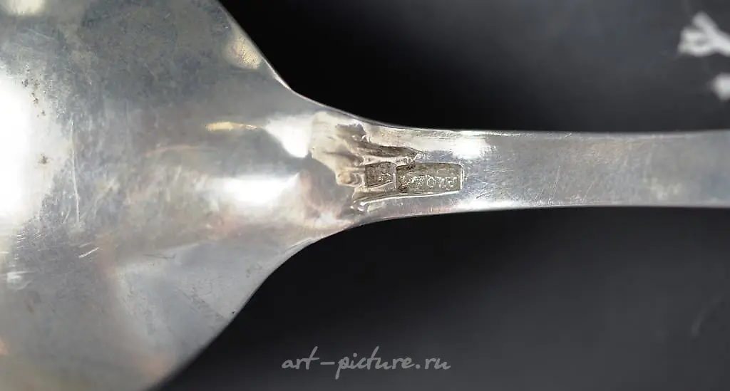 Early Russian silver handle serving slice — photo 7