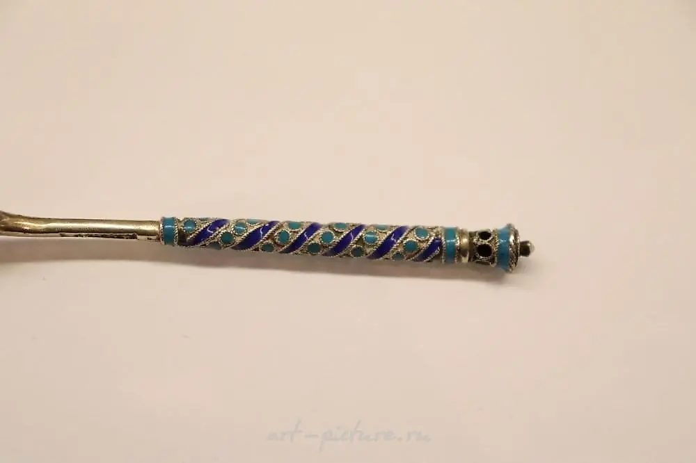 Silver Spoon - Champlevé enamel 84 silver mark "BC", Imperial... — photo 9