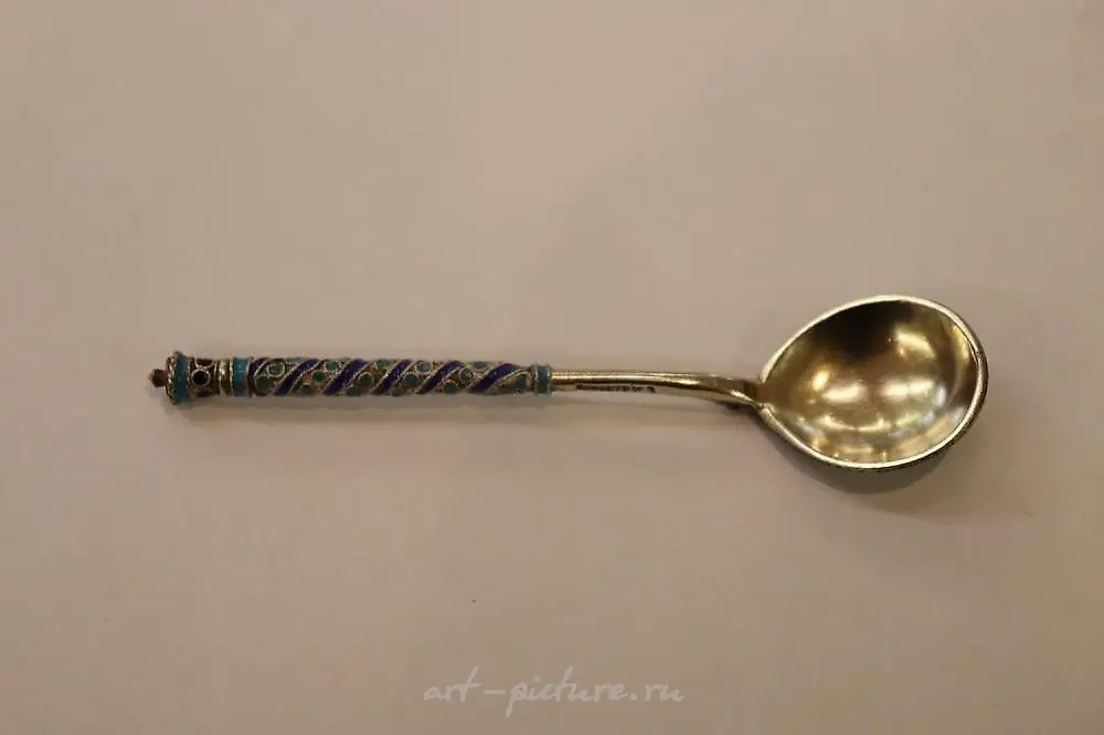 Silver Spoon - Champlevé enamel 84 silver mark "BC", Imperial... — photo 7